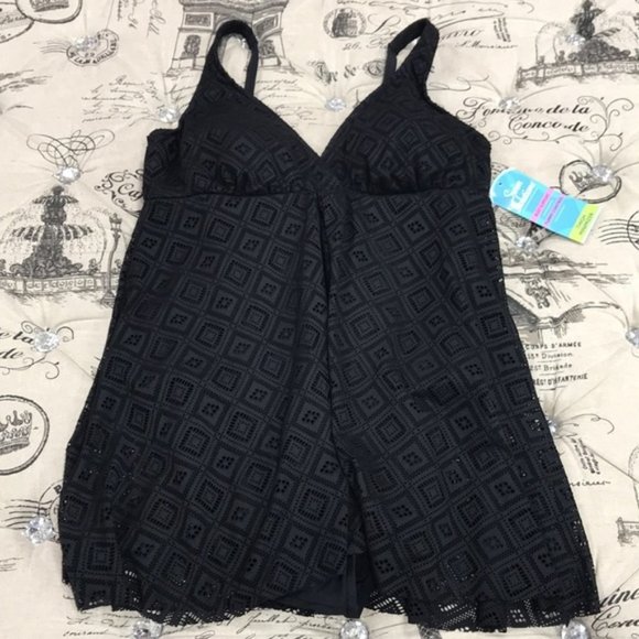 Swim Solutions Crochet Tummy-Control Swimdress - Picture 5 of 11